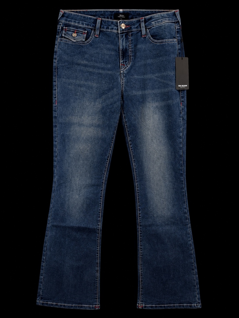 True Religion Women's Dark medium bone chill wash BECCA SN MR Flap NWT Jeans